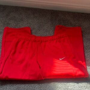 Nike Red Jogger Sweatpants with White Swoosh